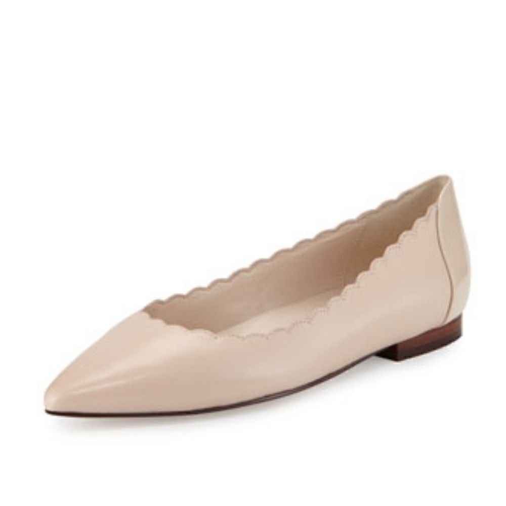 Alice Scalloped Skimmer Flat, Froth/Patent